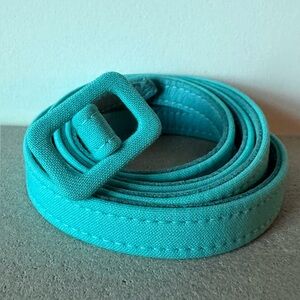 Turquoise Leather/Fabric Waist Belt with Covered Buckle